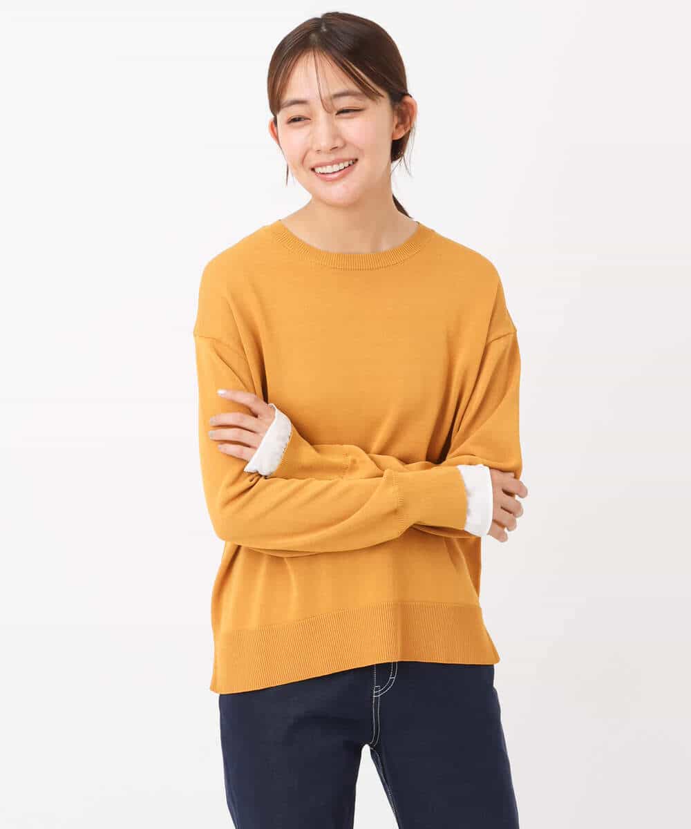 FKFAV44110 MK MICHEL KLEIN(MK ミッシェルクラン) プチフリル袖デザインニット/洗える ブルー