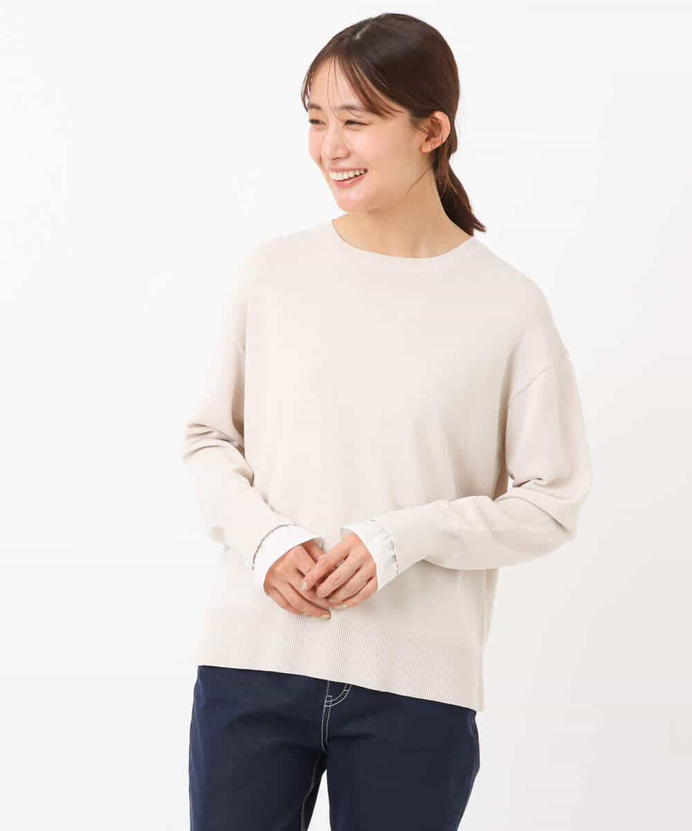 FKFAV44110 MK MICHEL KLEIN(MK ミッシェルクラン) プチフリル袖デザインニット/洗える ブルー