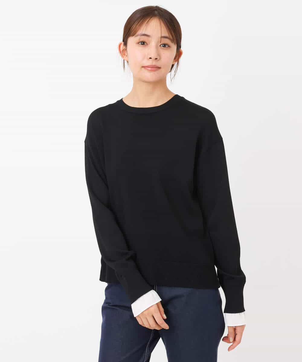 FKFAV44110 MK MICHEL KLEIN(MK ミッシェルクラン) プチフリル袖デザインニット/洗える ブルー