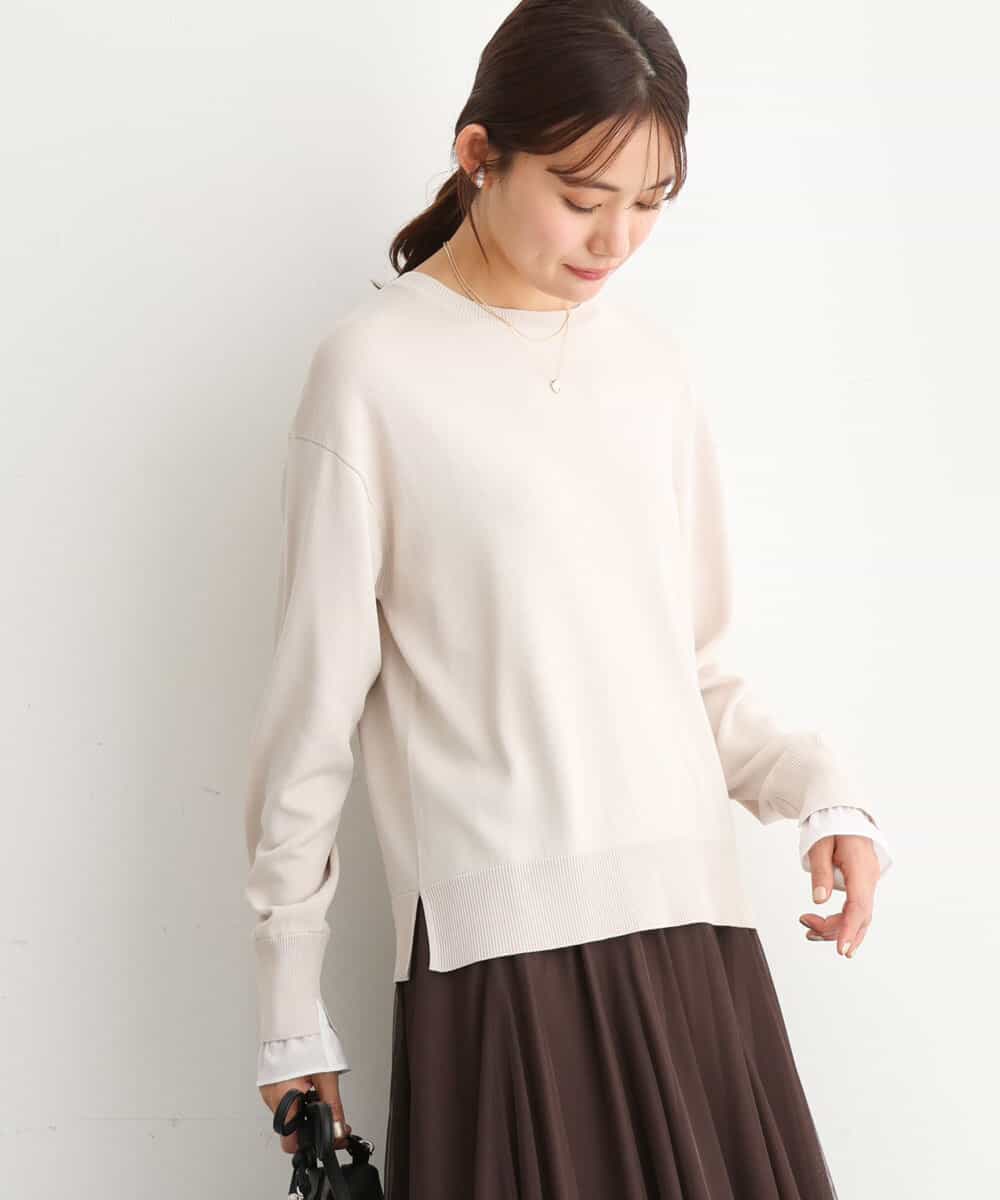 FKFAV44110 MK MICHEL KLEIN(MK ミッシェルクラン) プチフリル袖デザインニット/洗える ベージュ