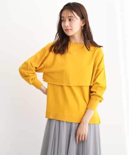 FKFAV45140 MK MICHEL KLEIN ショートニット×ベスト レイヤードツインセット/洗える