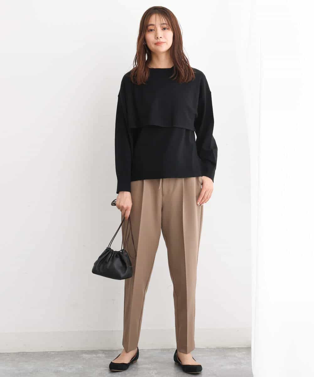 FKFAV45140 MK MICHEL KLEIN(MK ミッシェルクラン) ショートニット×ベスト レイヤードツインセット/洗える グリーン