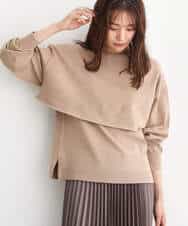 FKFAV45140 MK MICHEL KLEIN(MK ミッシェルクラン) ショートニット×ベスト レイヤードツインセット/洗える グリーン