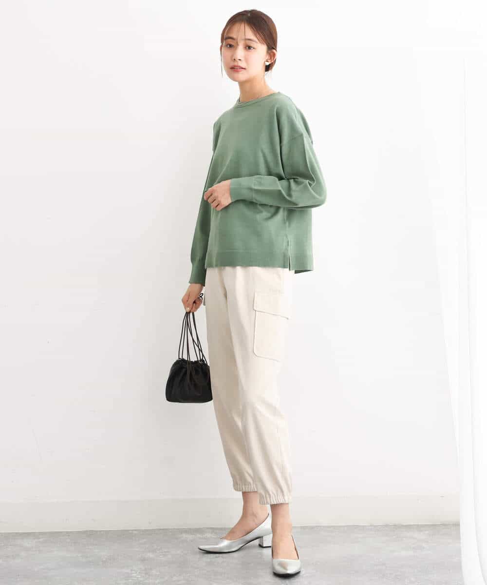 FKFAV45140 MK MICHEL KLEIN(MK ミッシェルクラン) ショートニット×ベスト レイヤードツインセット/洗える グリーン