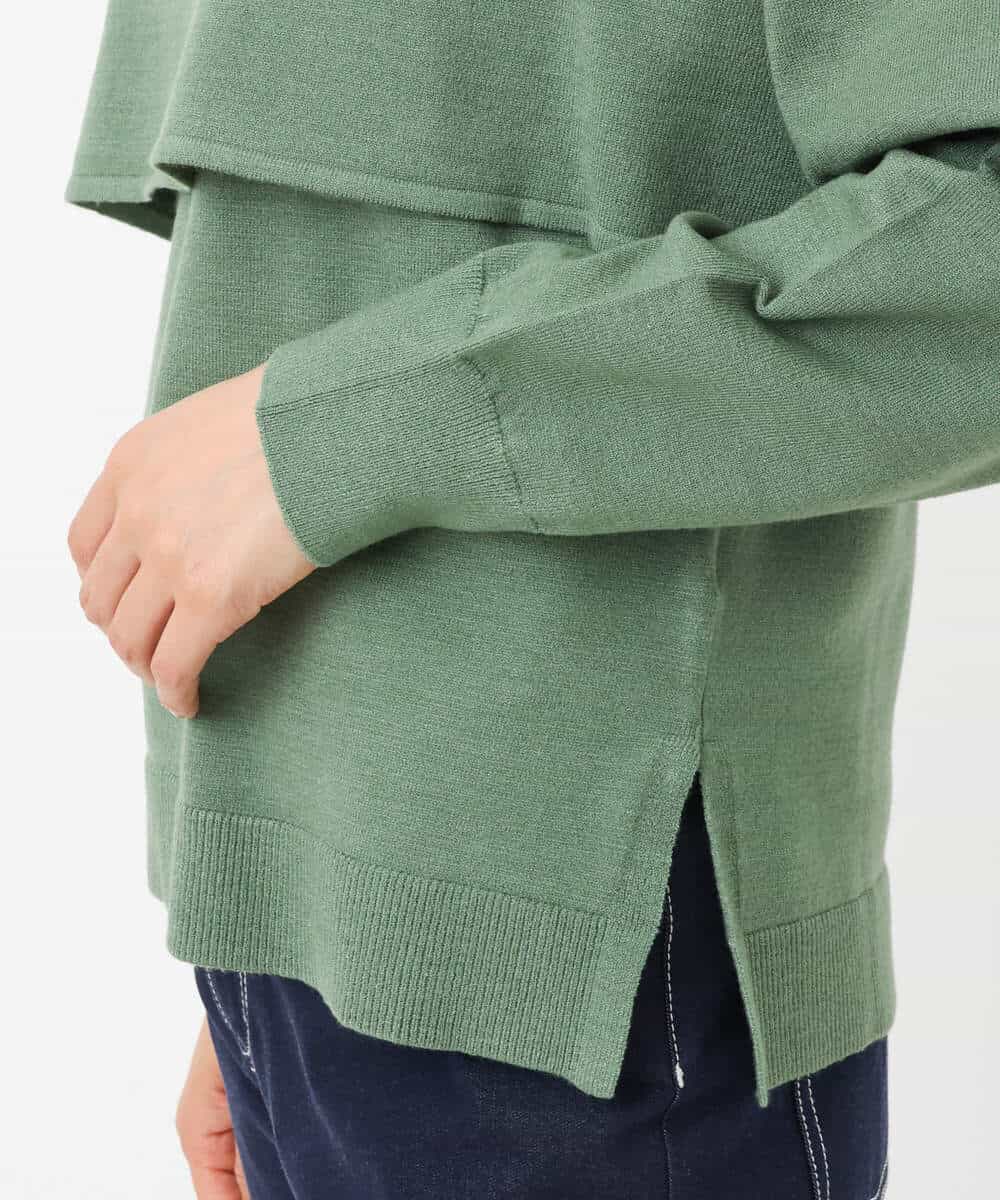 FKFAV45140 MK MICHEL KLEIN(MK ミッシェルクラン) ショートニット×ベスト レイヤードツインセット/洗える グリーン