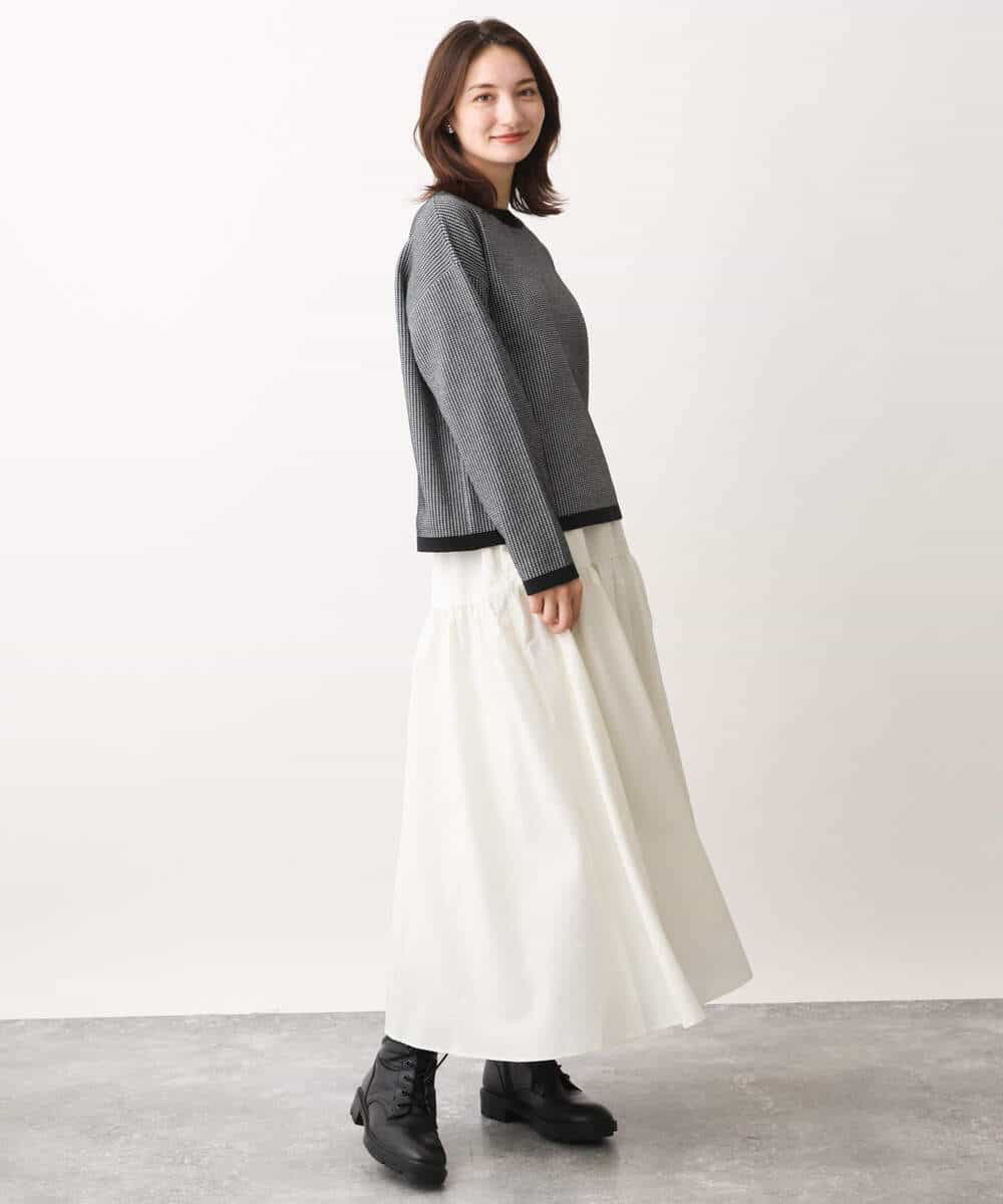 FKFAV47150 MK MICHEL KLEIN(MK ミッシェルクラン) 千鳥ジャガードニット/洗える グレー