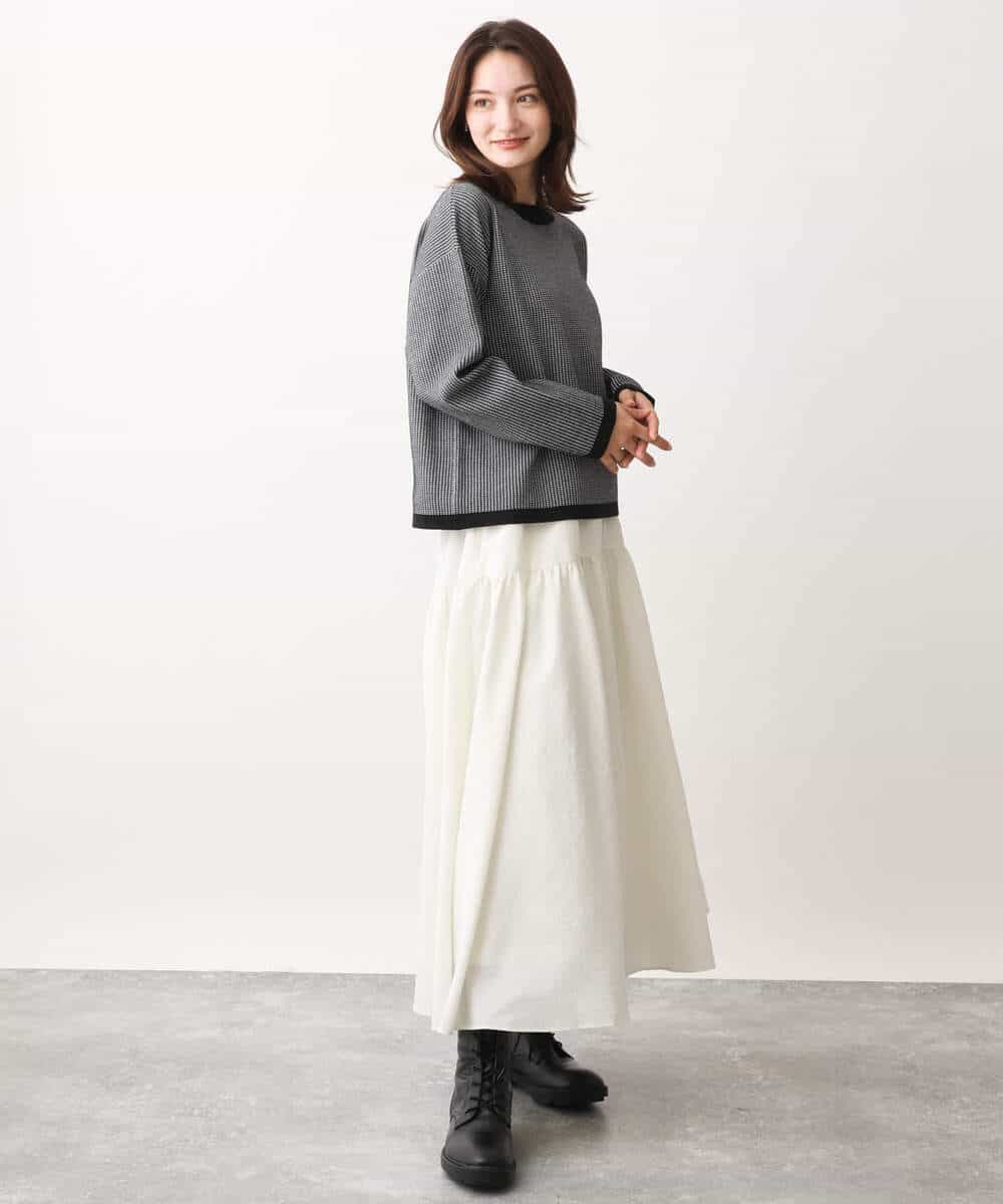 FKFAV47150 MK MICHEL KLEIN(MK ミッシェルクラン) 千鳥ジャガードニット/洗える グレー