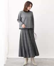 FKFAV47150 MK MICHEL KLEIN(MK ミッシェルクラン) 千鳥ジャガードニット/洗える グレー