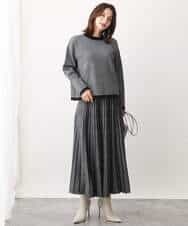 FKFAV47150 MK MICHEL KLEIN(MK ミッシェルクラン) 千鳥ジャガードニット/洗える グレー