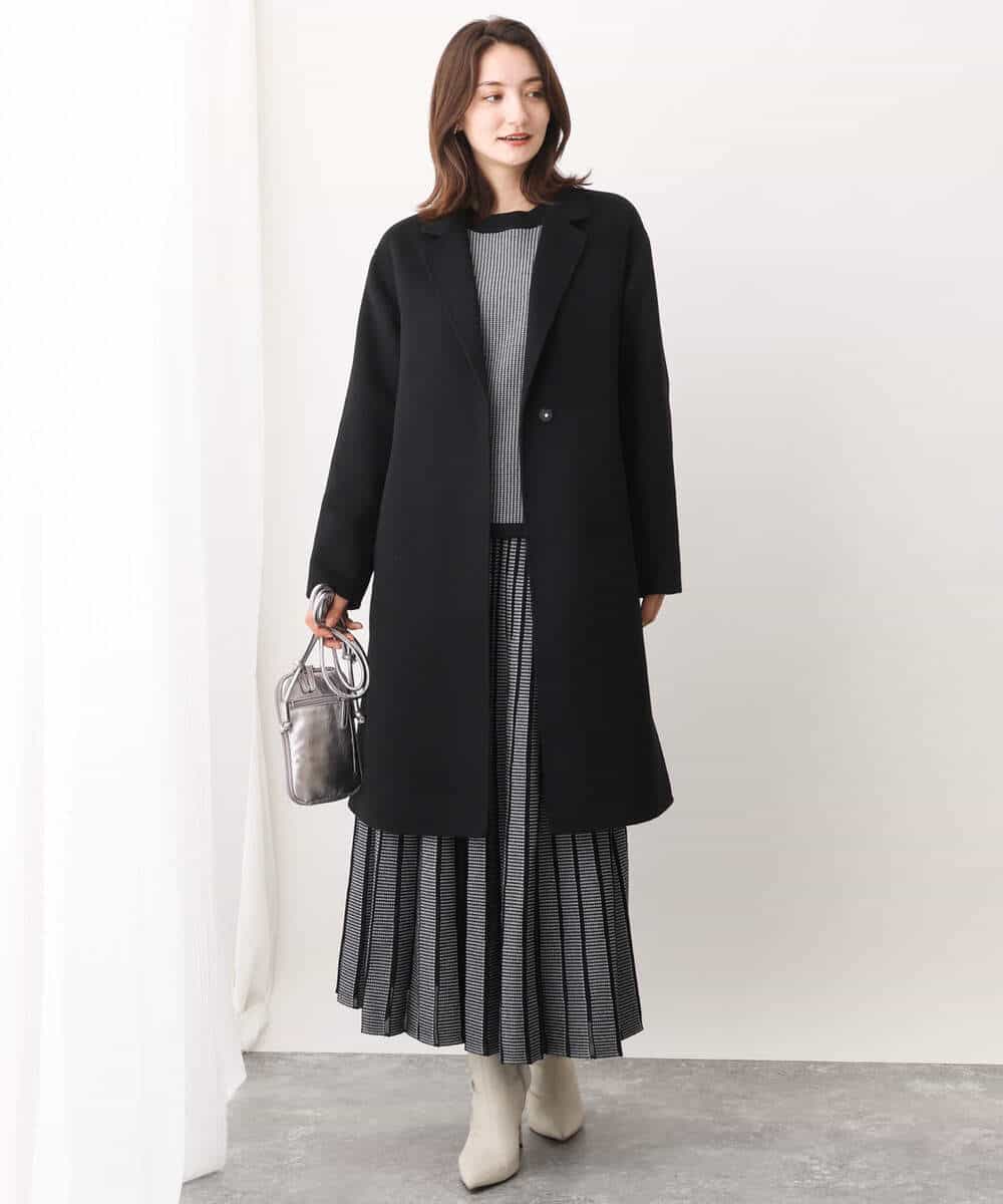 FKFAV47150 MK MICHEL KLEIN(MK ミッシェルクラン) 千鳥ジャガードニット/洗える グレー
