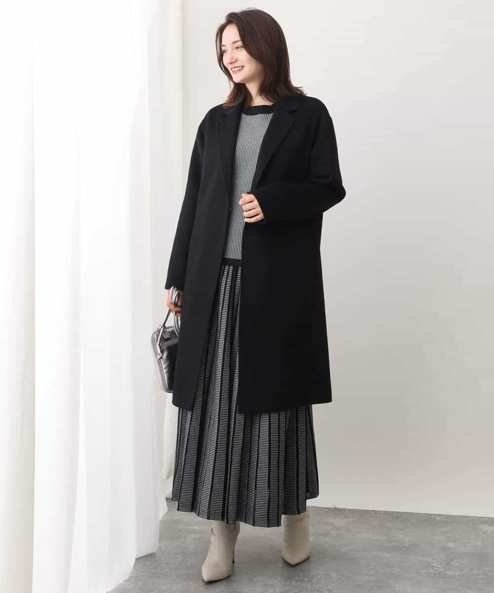 FKFAV47150 MK MICHEL KLEIN(MK ミッシェルクラン) 千鳥ジャガードニット/洗える グレー