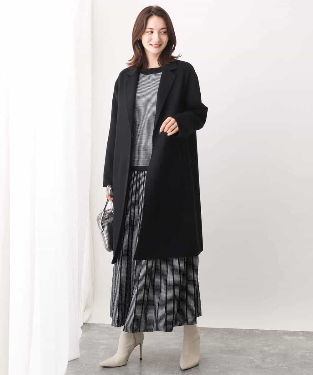 FKFAV47150 MK MICHEL KLEIN(MK ミッシェルクラン) 千鳥ジャガードニット/洗える グレー