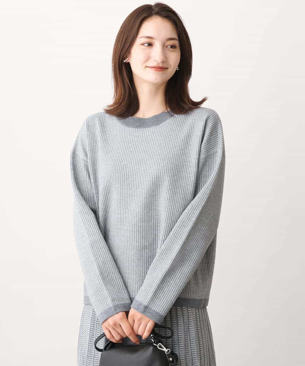 FKFAV47150 MK MICHEL KLEIN(MK ミッシェルクラン) 千鳥ジャガードニット/洗える グレー