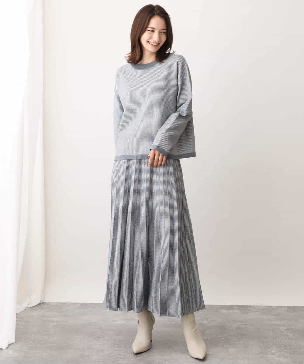 FKFAV47150 MK MICHEL KLEIN(MK ミッシェルクラン) 千鳥ジャガードニット/洗える グレー