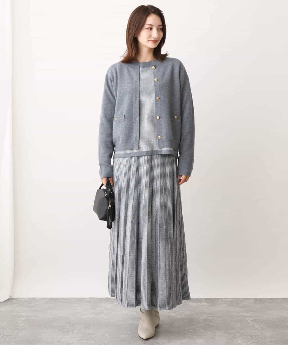FKFAV47150 MK MICHEL KLEIN(MK ミッシェルクラン) 千鳥ジャガードニット/洗える グレー