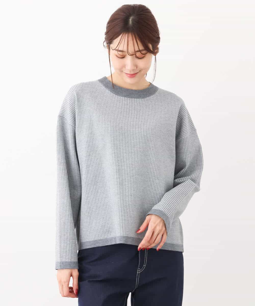 FKFAV47150 MK MICHEL KLEIN(MK ミッシェルクラン) 千鳥ジャガードニット/洗える グレー