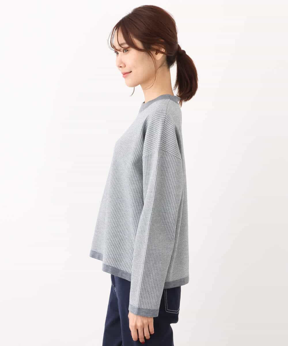 FKFAV47150 MK MICHEL KLEIN(MK ミッシェルクラン) 千鳥ジャガードニット/洗える グレー