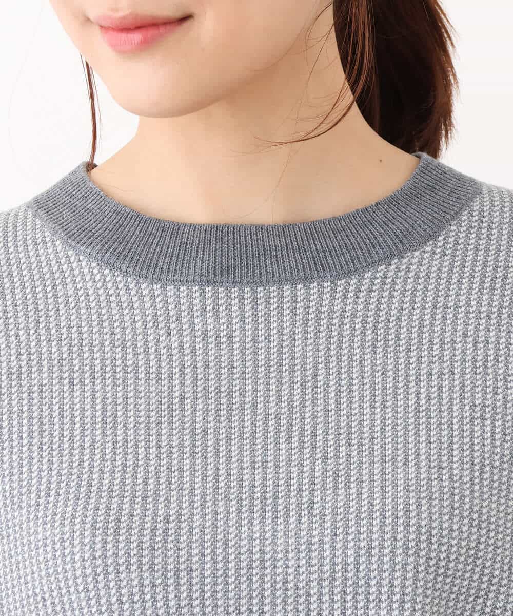 FKFAV47150 MK MICHEL KLEIN(MK ミッシェルクラン) 千鳥ジャガードニット/洗える グレー