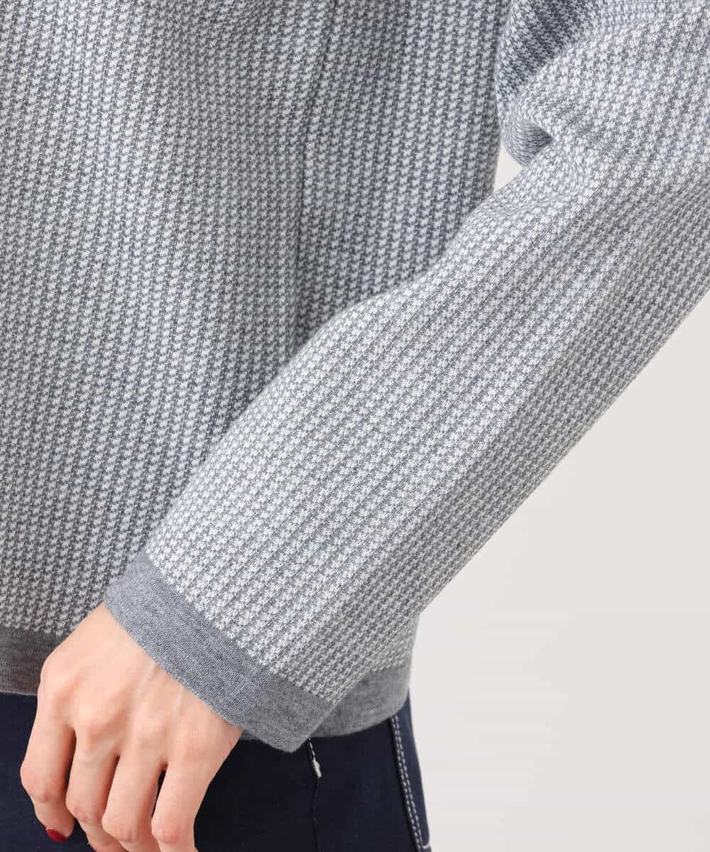 FKFAV47150 MK MICHEL KLEIN(MK ミッシェルクラン) 千鳥ジャガードニット/洗える グレー