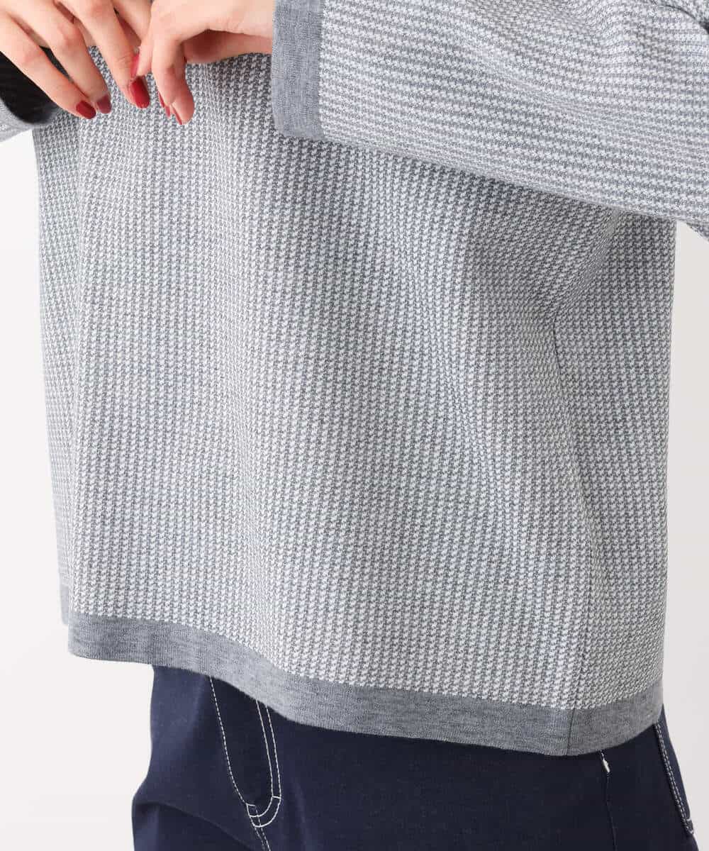 FKFAV47150 MK MICHEL KLEIN(MK ミッシェルクラン) 千鳥ジャガードニット/洗える グレー