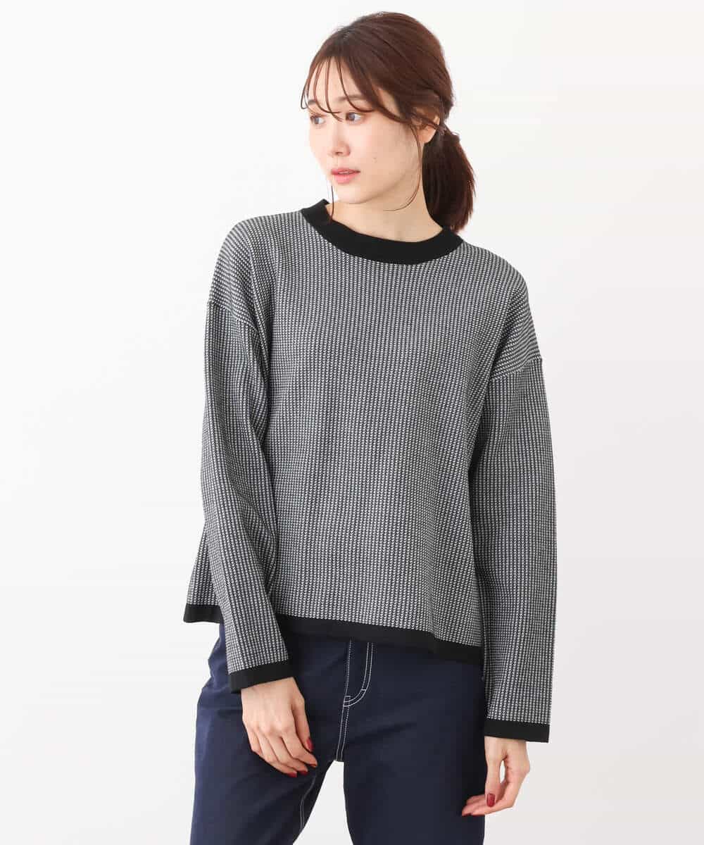 FKFAV47150 MK MICHEL KLEIN(MK ミッシェルクラン) 千鳥ジャガードニット/洗える グレー