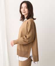 FKFAV48130 MK MICHEL KLEIN(MK ミッシェルクラン) スポンディッシュクルーネックニット/洗える キャメル