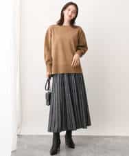 FKFAV48130 MK MICHEL KLEIN(MK ミッシェルクラン) スポンディッシュクルーネックニット/洗える キャメル