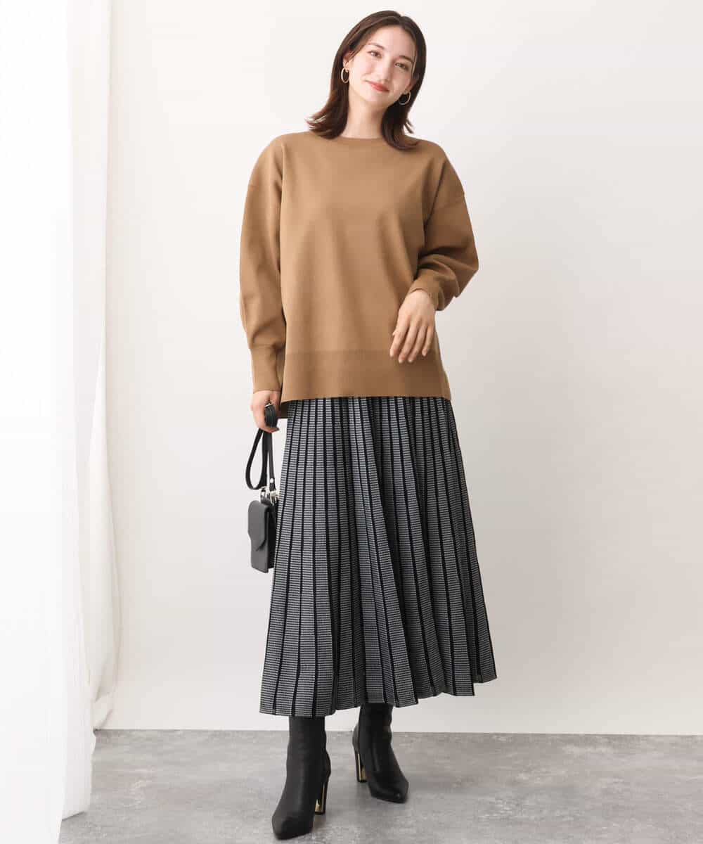 FKFAV48130 MK MICHEL KLEIN(MK ミッシェルクラン) スポンディッシュクルーネックニット/洗える キャメル