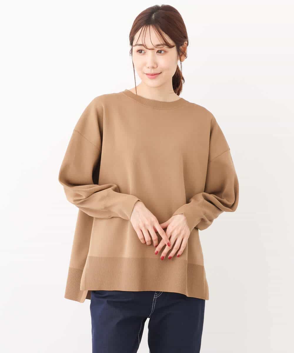 FKFAV48130 MK MICHEL KLEIN(MK ミッシェルクラン) スポンディッシュクルーネックニット/洗える キャメル