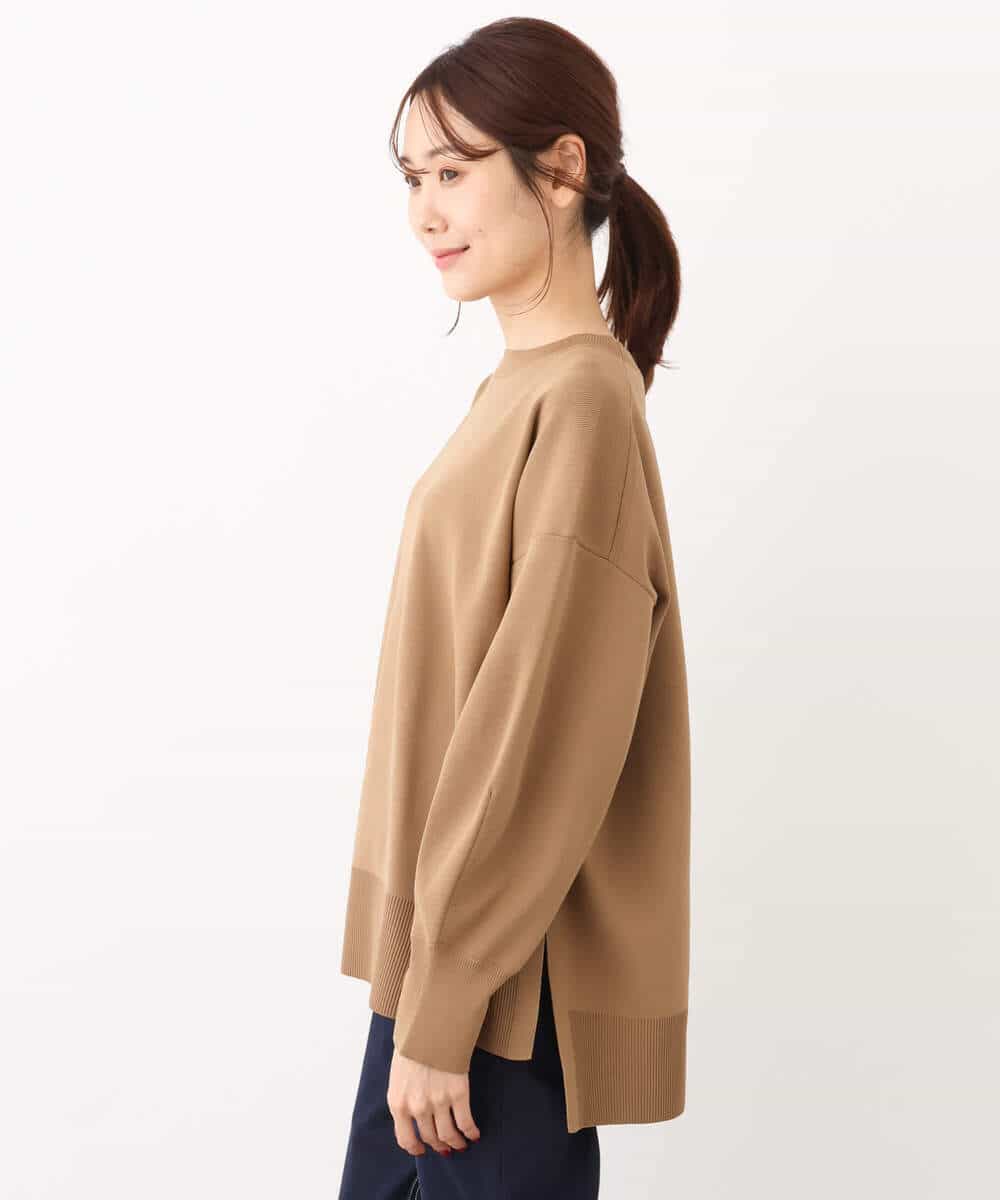 FKFAV48130 MK MICHEL KLEIN(MK ミッシェルクラン) スポンディッシュクルーネックニット/洗える キャメル