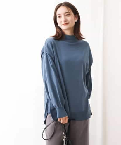 FKFAV49170  ボトルネックニットベスト×ボリュームスリーブニット アンサンブル/洗える