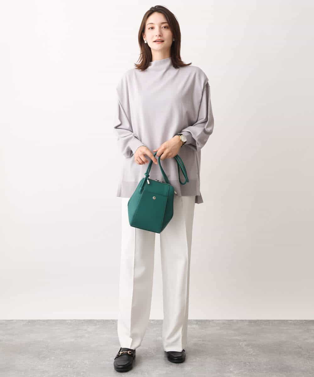 FKFAV49170 MK MICHEL KLEIN(MK ミッシェルクラン) ボトルネックニットベスト×ボリュームスリーブニット アンサンブル/洗える ブルー