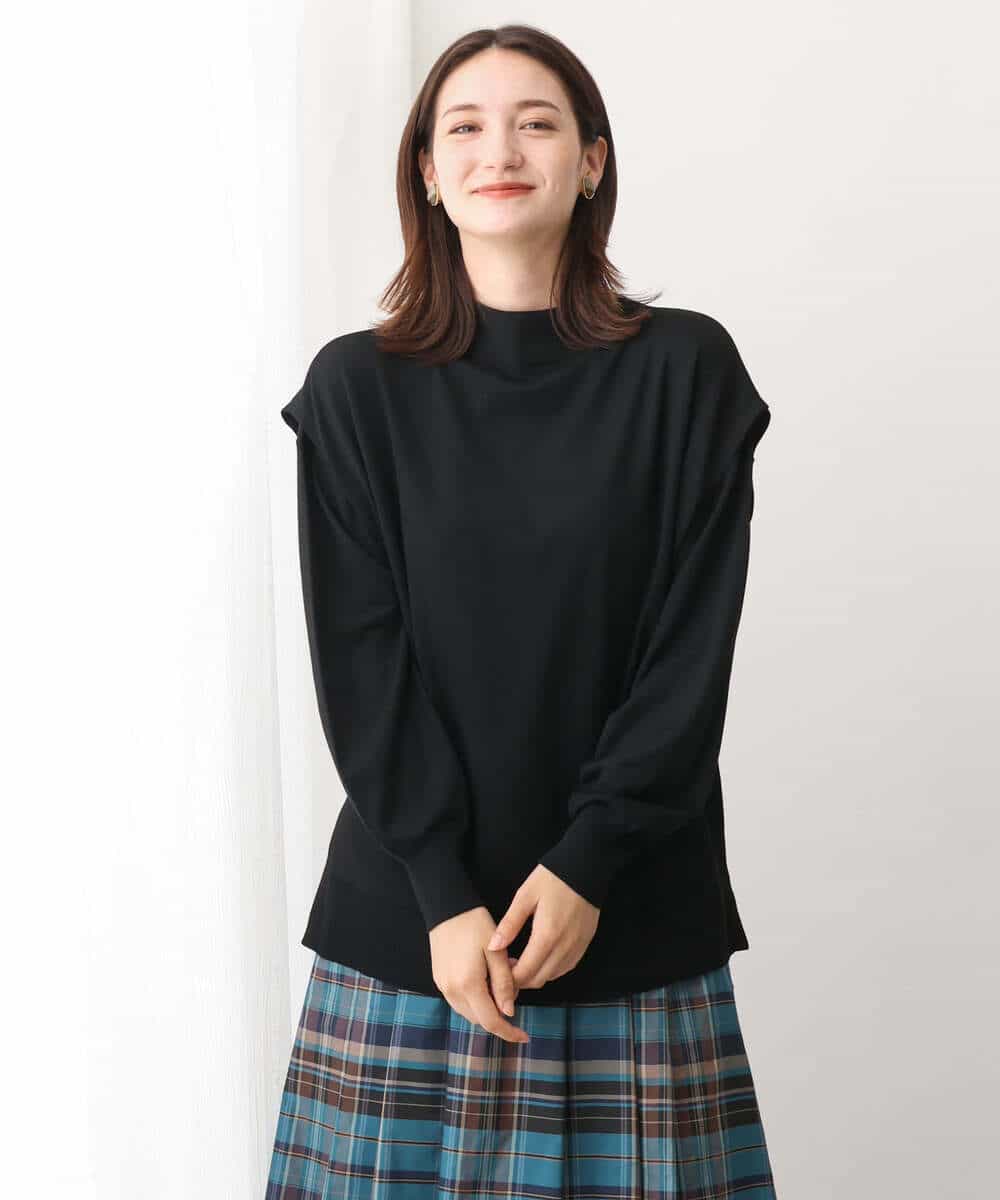 FKFAV49170 MK MICHEL KLEIN(MK ミッシェルクラン) ボトルネックニットベスト×ボリュームスリーブニット アンサンブル/洗える ブルー