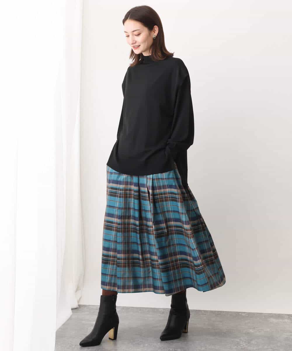 FKFAV49170 MK MICHEL KLEIN(MK ミッシェルクラン) ボトルネックニットベスト×ボリュームスリーブニット アンサンブル/洗える ブルー