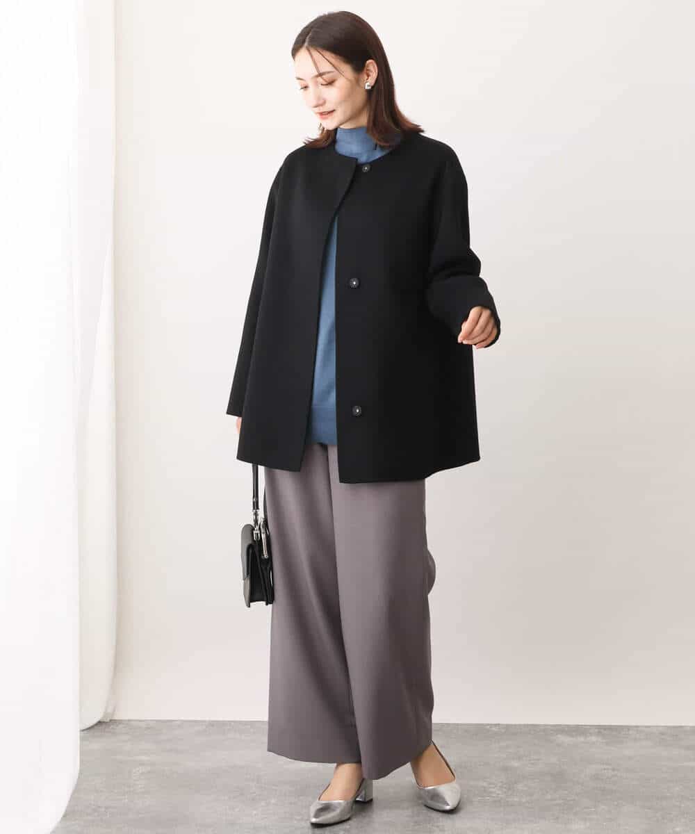 FKFAV49170 MK MICHEL KLEIN(MK ミッシェルクラン) ボトルネックニットベスト×ボリュームスリーブニット アンサンブル/洗える ブルー