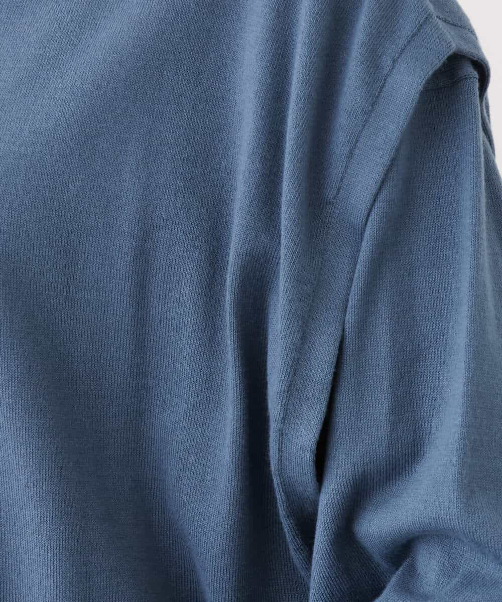 FKFAV49170 MK MICHEL KLEIN(MK ミッシェルクラン) ボトルネックニットベスト×ボリュームスリーブニット アンサンブル/洗える ブルー