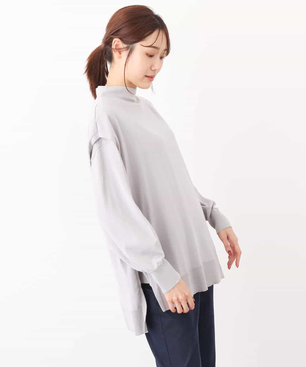 FKFAV49170 MK MICHEL KLEIN(MK ミッシェルクラン) ボトルネックニットベスト×ボリュームスリーブニット アンサンブル/洗える ブルー