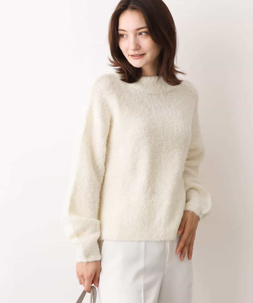 FKFAV50150 MK MICHEL KLEIN(MK ミッシェルクラン) ループヤーンボトルネックニット/洗える ミントブルー