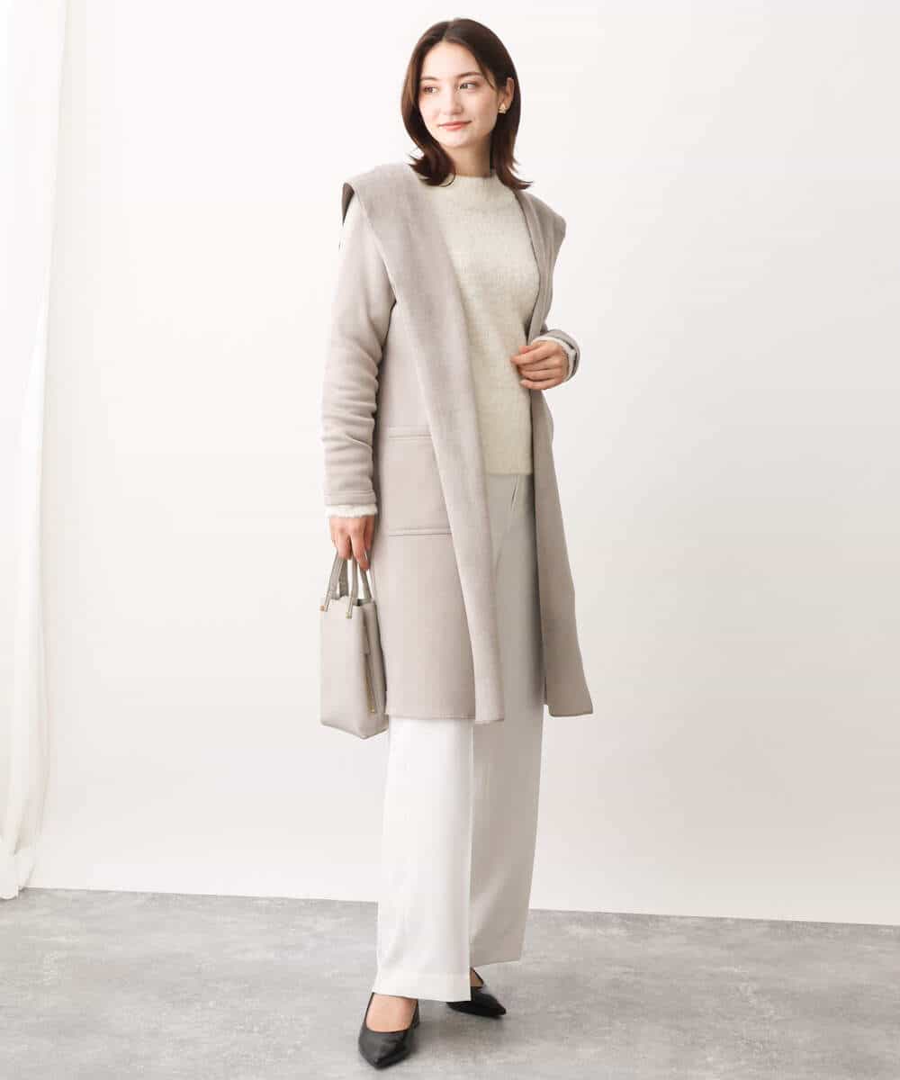 FKFAV50150 MK MICHEL KLEIN(MK ミッシェルクラン) ループヤーンボトルネックニット/洗える ミントブルー