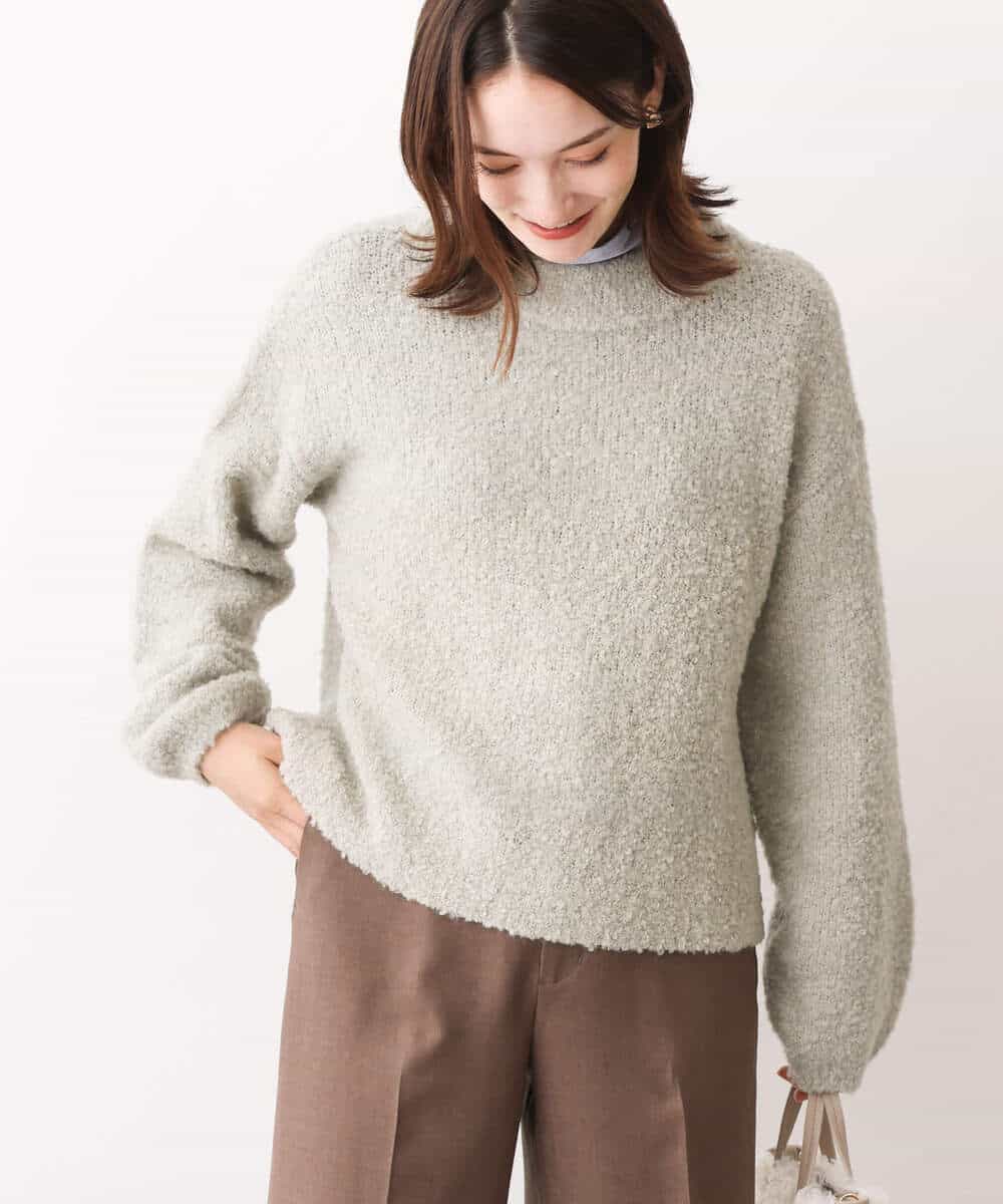 FKFAV50150 MK MICHEL KLEIN(MK ミッシェルクラン) ループヤーンボトルネックニット/洗える ミントブルー
