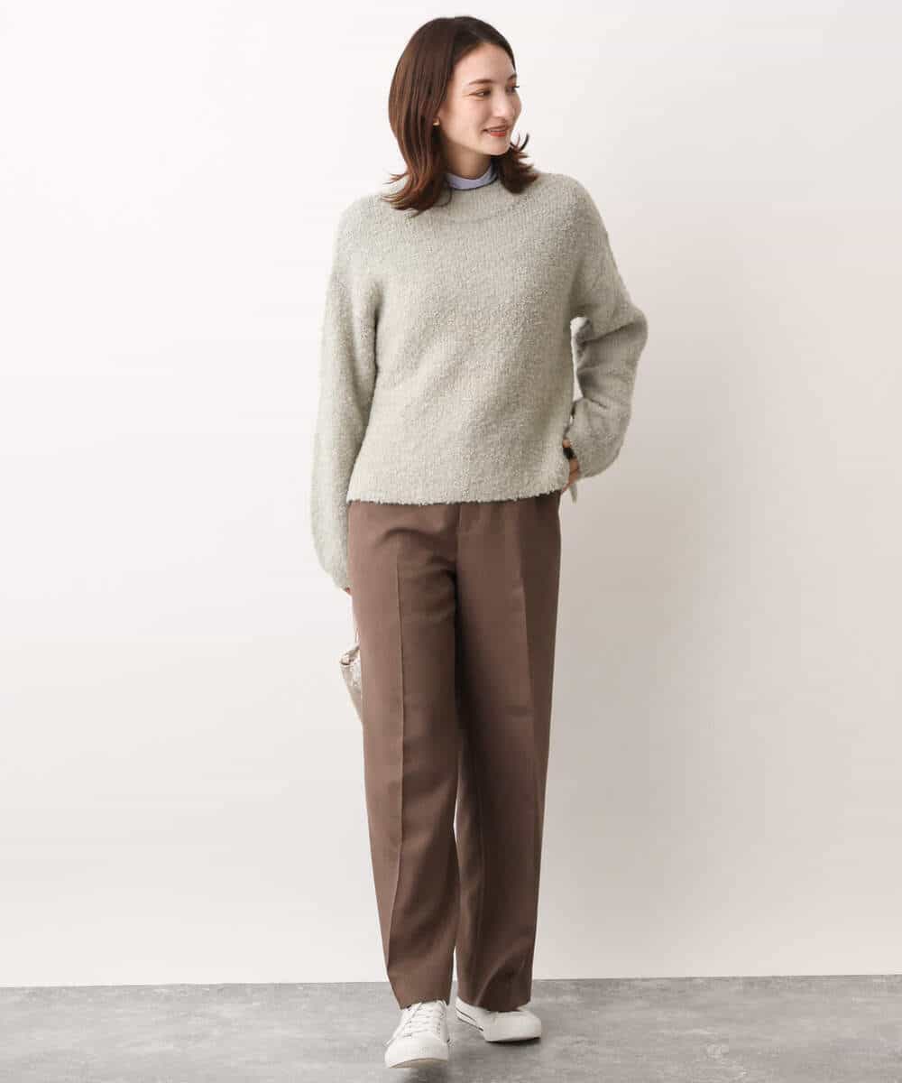 FKFAV50150 MK MICHEL KLEIN(MK ミッシェルクラン) ループヤーンボトルネックニット/洗える ミントブルー