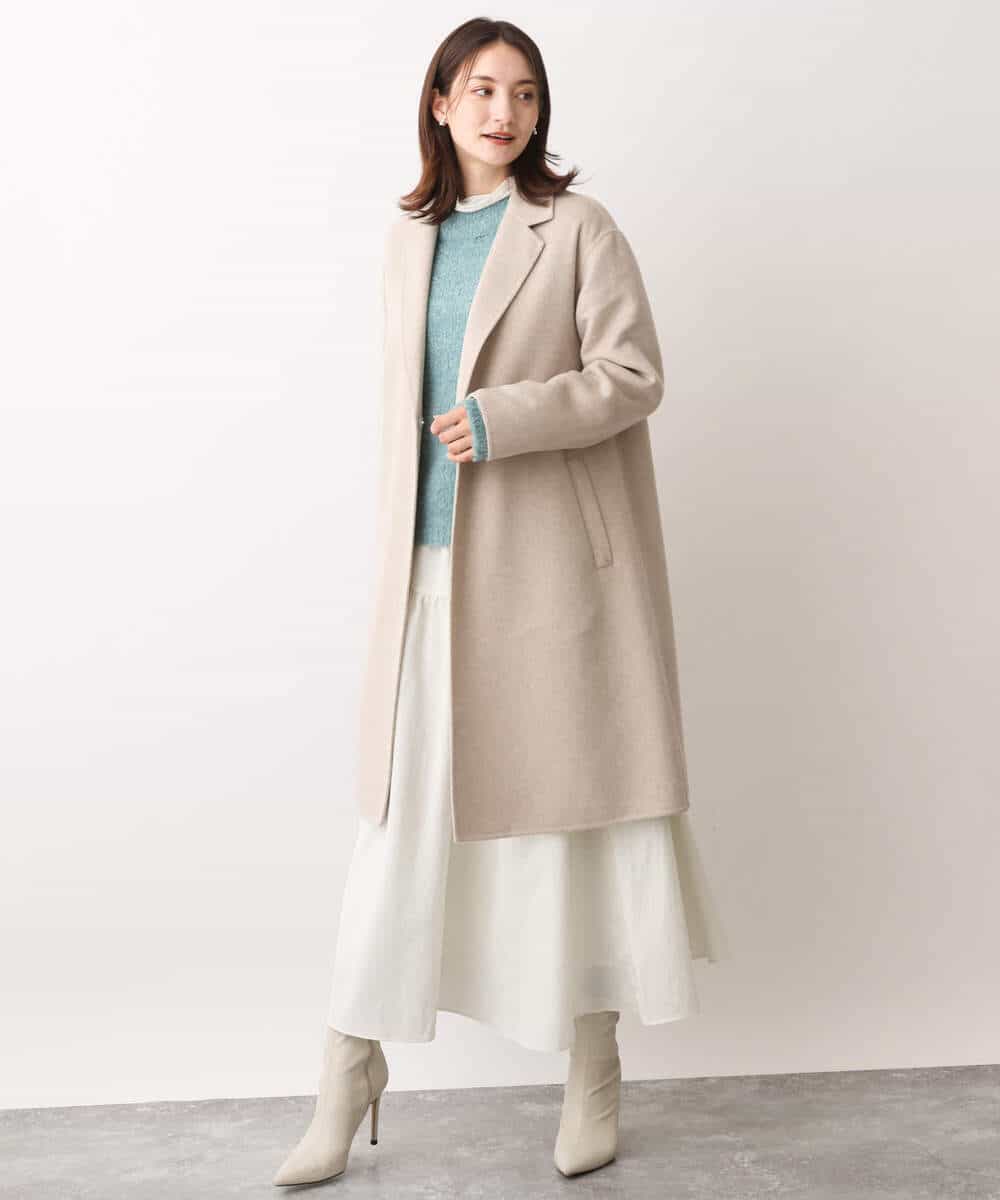 FKFAV50150 MK MICHEL KLEIN(MK ミッシェルクラン) ループヤーンボトルネックニット/洗える ミントブルー