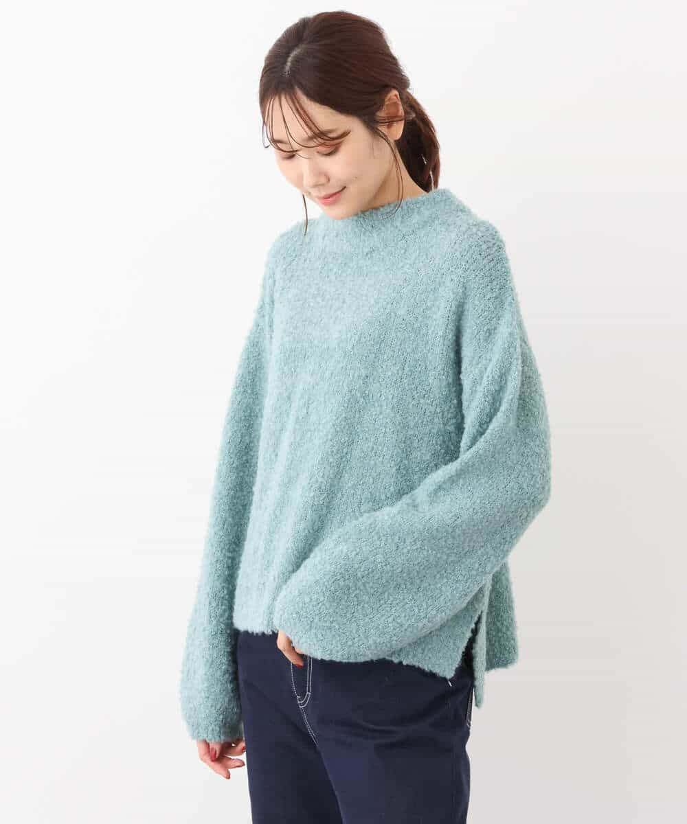 FKFAV50150 MK MICHEL KLEIN(MK ミッシェルクラン) ループヤーンボトルネックニット/洗える ミントブルー