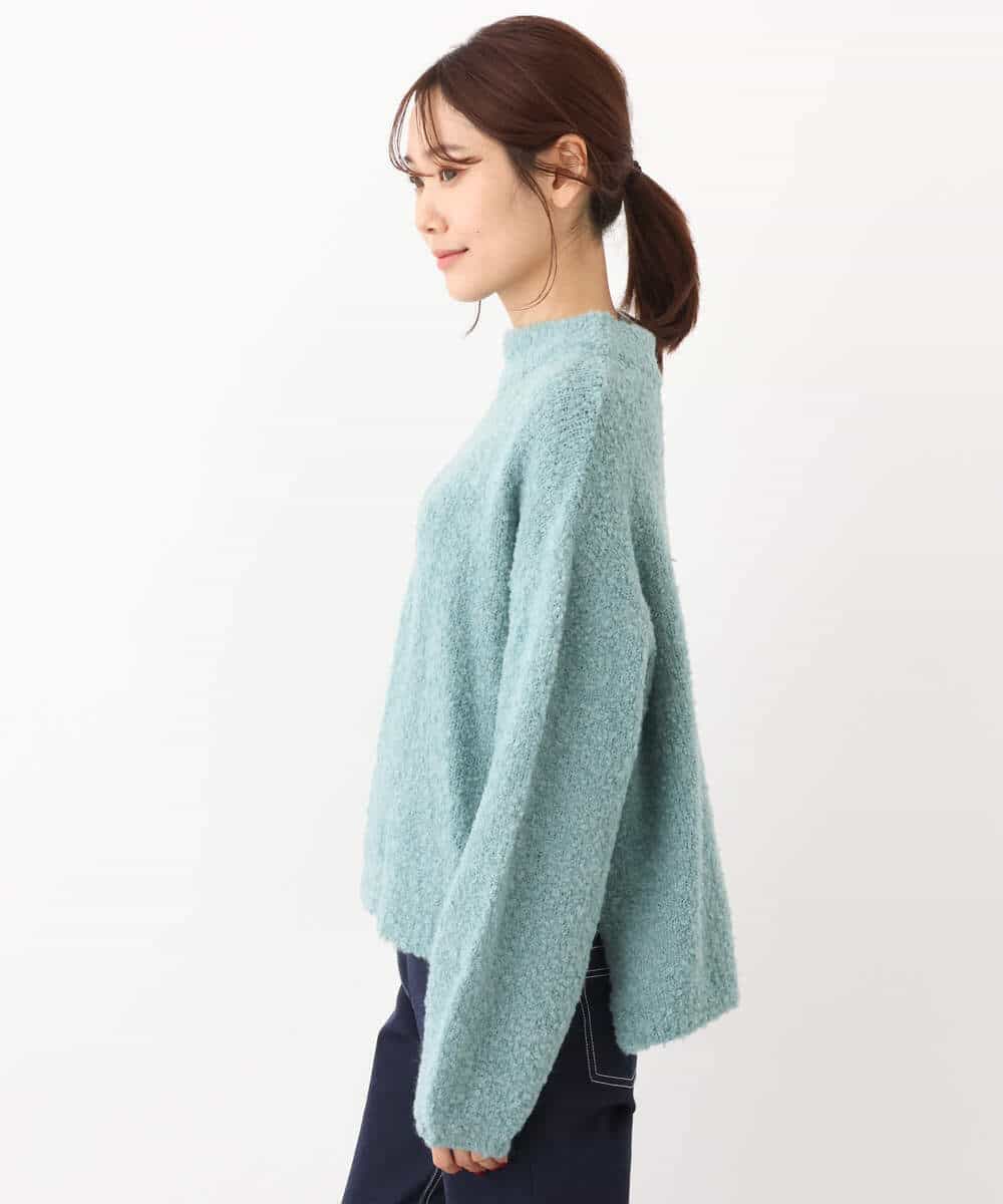 FKFAV50150 MK MICHEL KLEIN(MK ミッシェルクラン) ループヤーンボトルネックニット/洗える ミントブルー