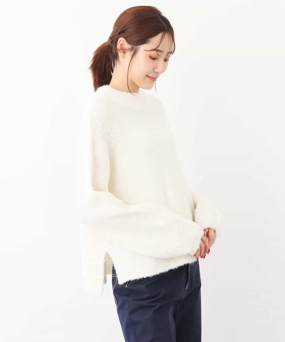 FKFAV50150 MK MICHEL KLEIN(MK ミッシェルクラン) ループヤーンボトルネックニット/洗える ミントブルー
