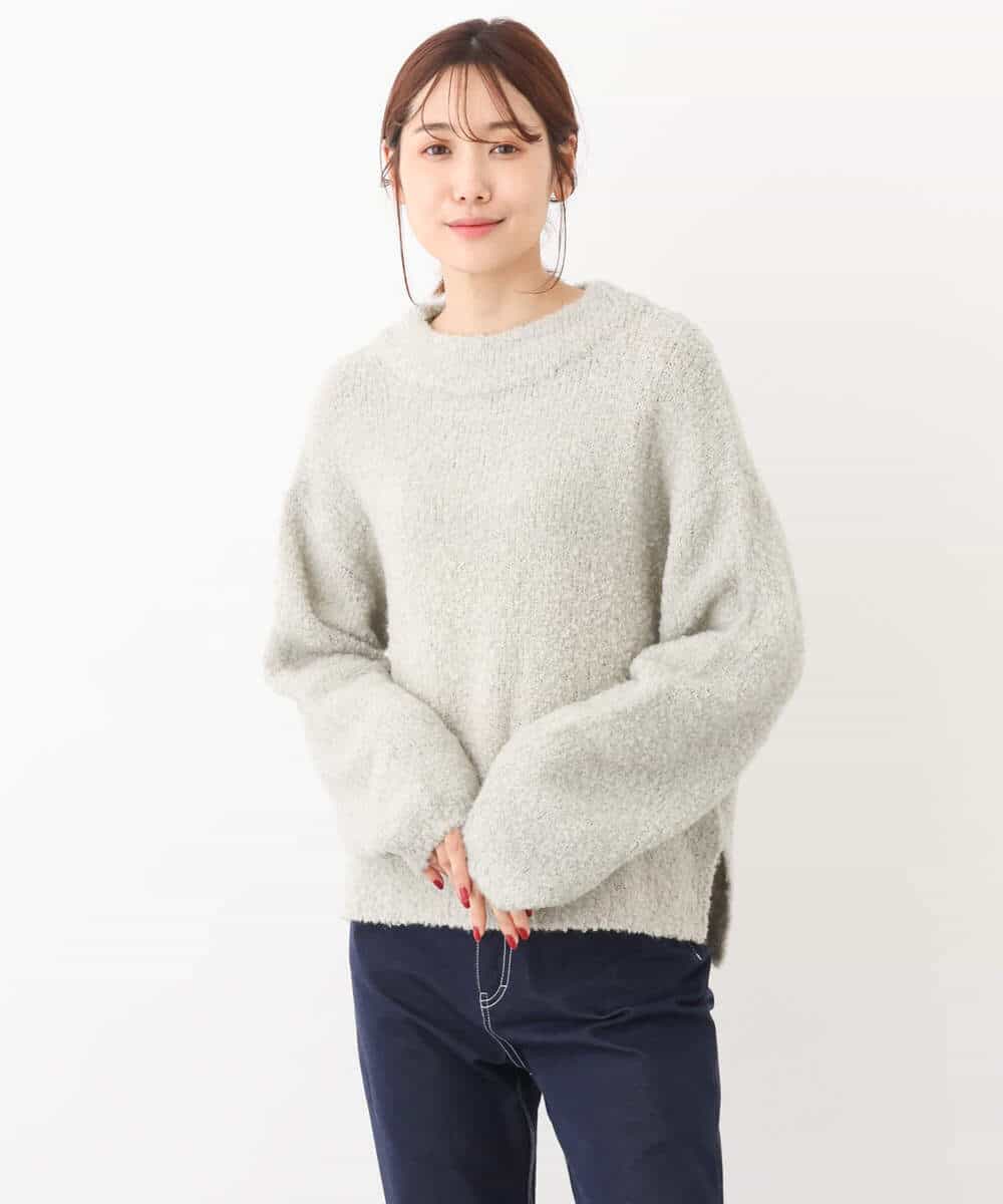 FKFAV50150 MK MICHEL KLEIN(MK ミッシェルクラン) ループヤーンボトルネックニット/洗える ミントブルー