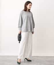 FKFAV51150 MK MICHEL KLEIN(MK ミッシェルクラン) フレアーシルエットラメチュニック丈ニット/洗える グリーン