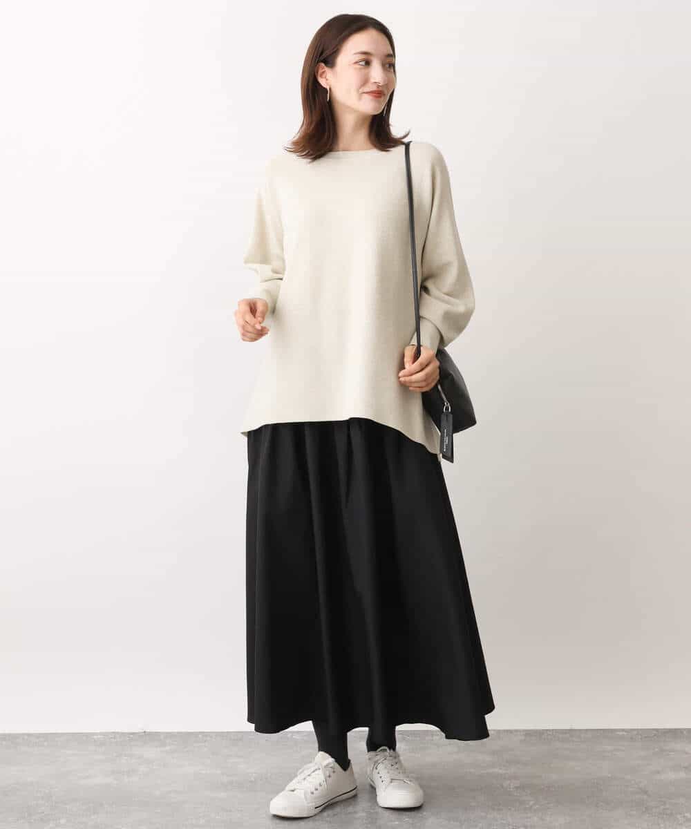 FKFAV51150 MK MICHEL KLEIN(MK ミッシェルクラン) フレアーシルエットラメチュニック丈ニット/洗える グリーン