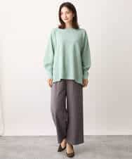 FKFAV51150 MK MICHEL KLEIN(MK ミッシェルクラン) フレアーシルエットラメチュニック丈ニット/洗える グリーン