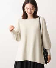 FKFAV51150 MK MICHEL KLEIN(MK ミッシェルクラン) フレアーシルエットラメチュニック丈ニット/洗える ベージュ